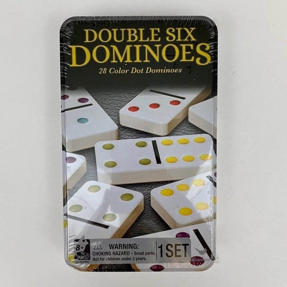 Dominoes Double Six Dominoes Game Tin Box 28 Color Dot For Ages 8+ Family Game